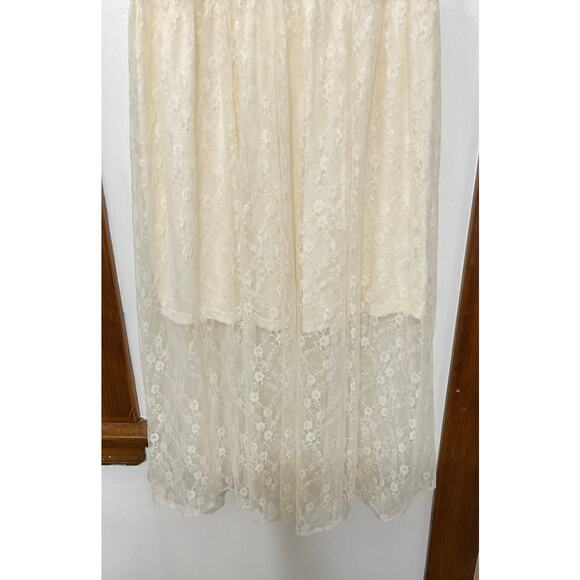 Altar’d State Lace Cream Midi Dress Size Small Boho Short Sleeve Lined Delicate - Picture 5 of 9